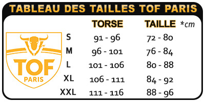 Tableau des tailles TOF Paris