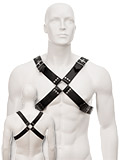 Harnais en cuir noir aux larges sangles